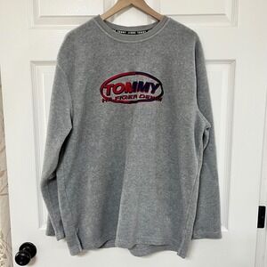 Tommy Hilfiger Denim Fleece‎ Sweatshirt Gray Logo Pullover Large Mens